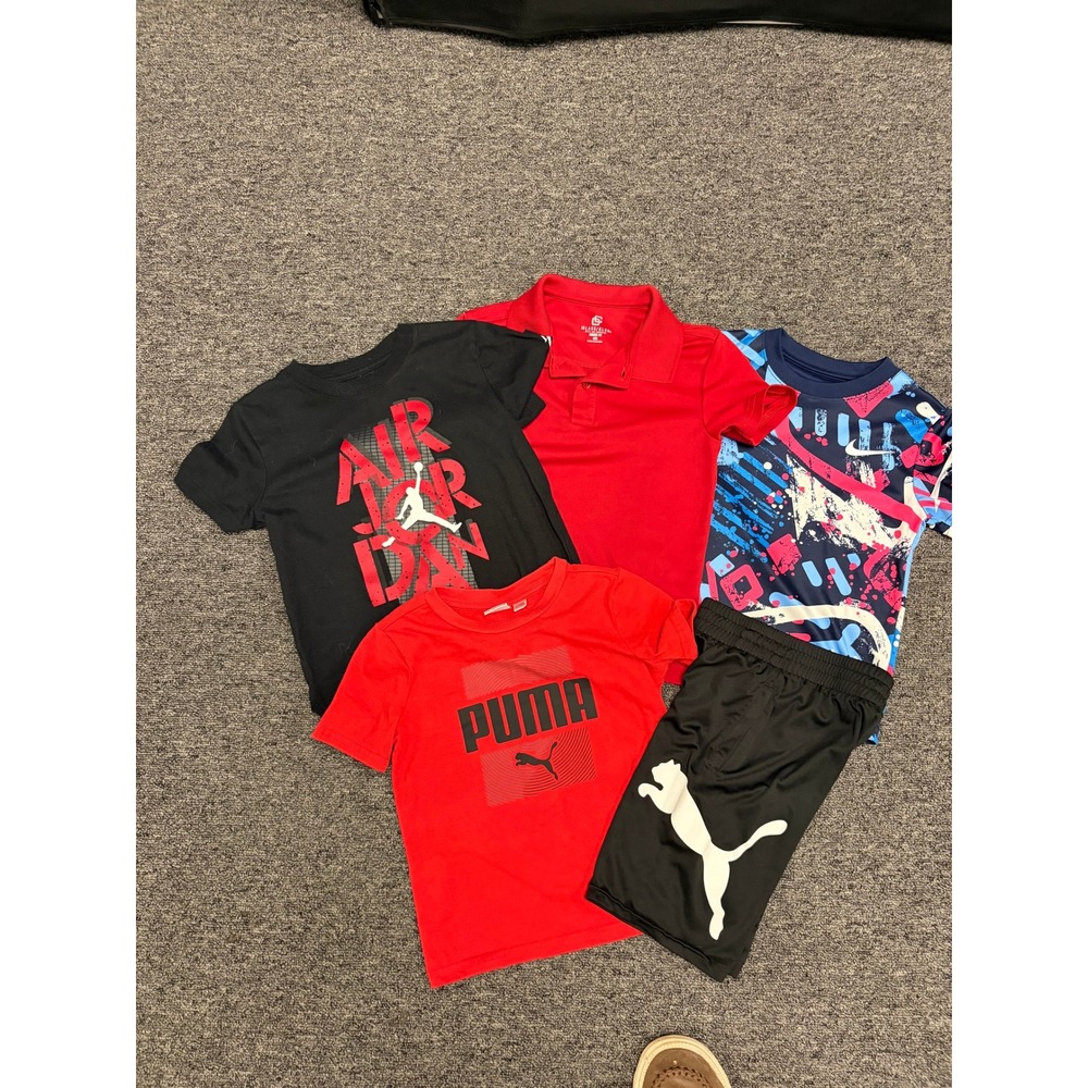 Jordan Nike Puma Boys Size 4/5 Shirts Shorts Athletic Streetwear 5pc Set